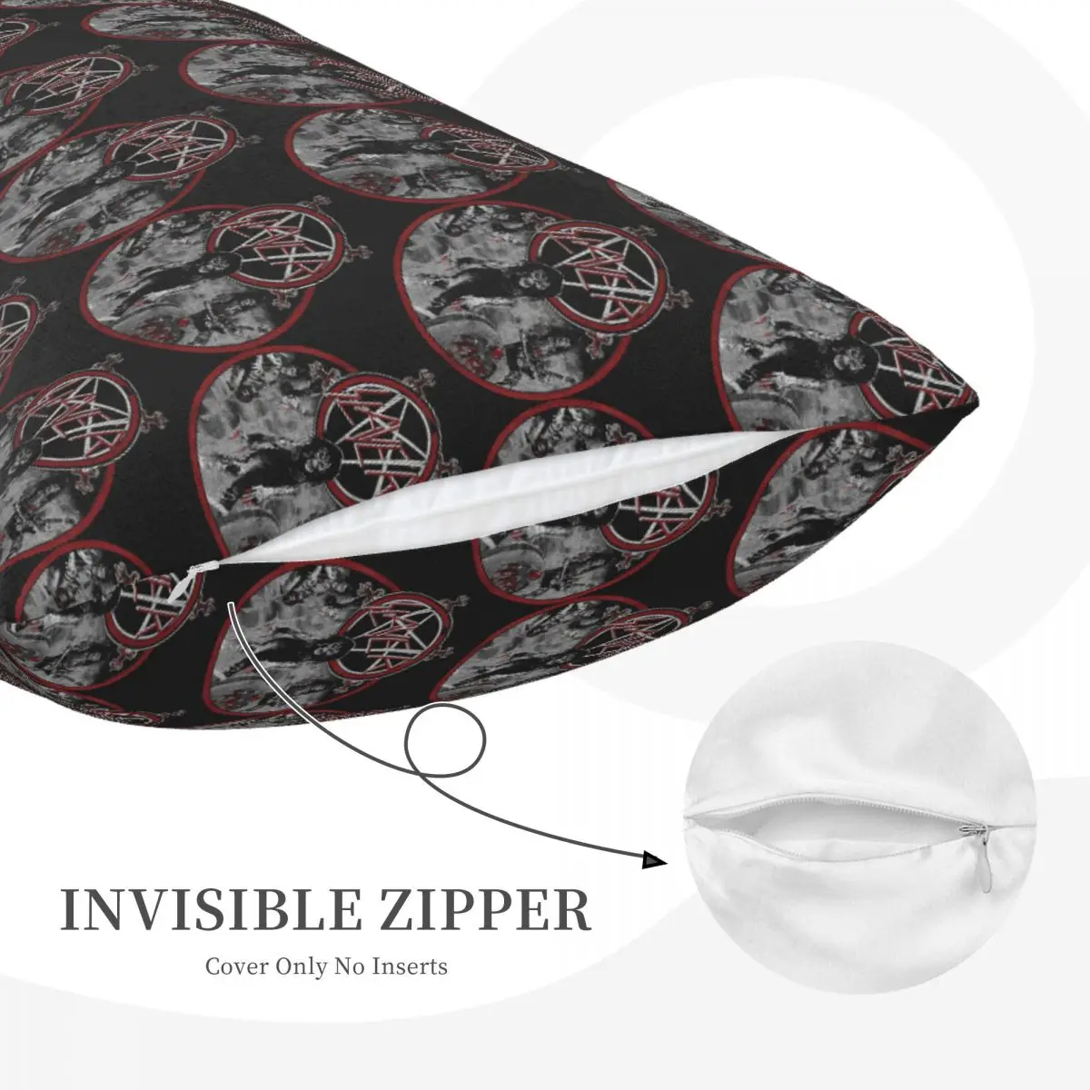 غطاء وسادة مستطيل من المعدن الثقيل Rock Slayer Live Undead غطاء وسادة مزخرف لغرفة النوم وسرير رمي مريح للمنزل