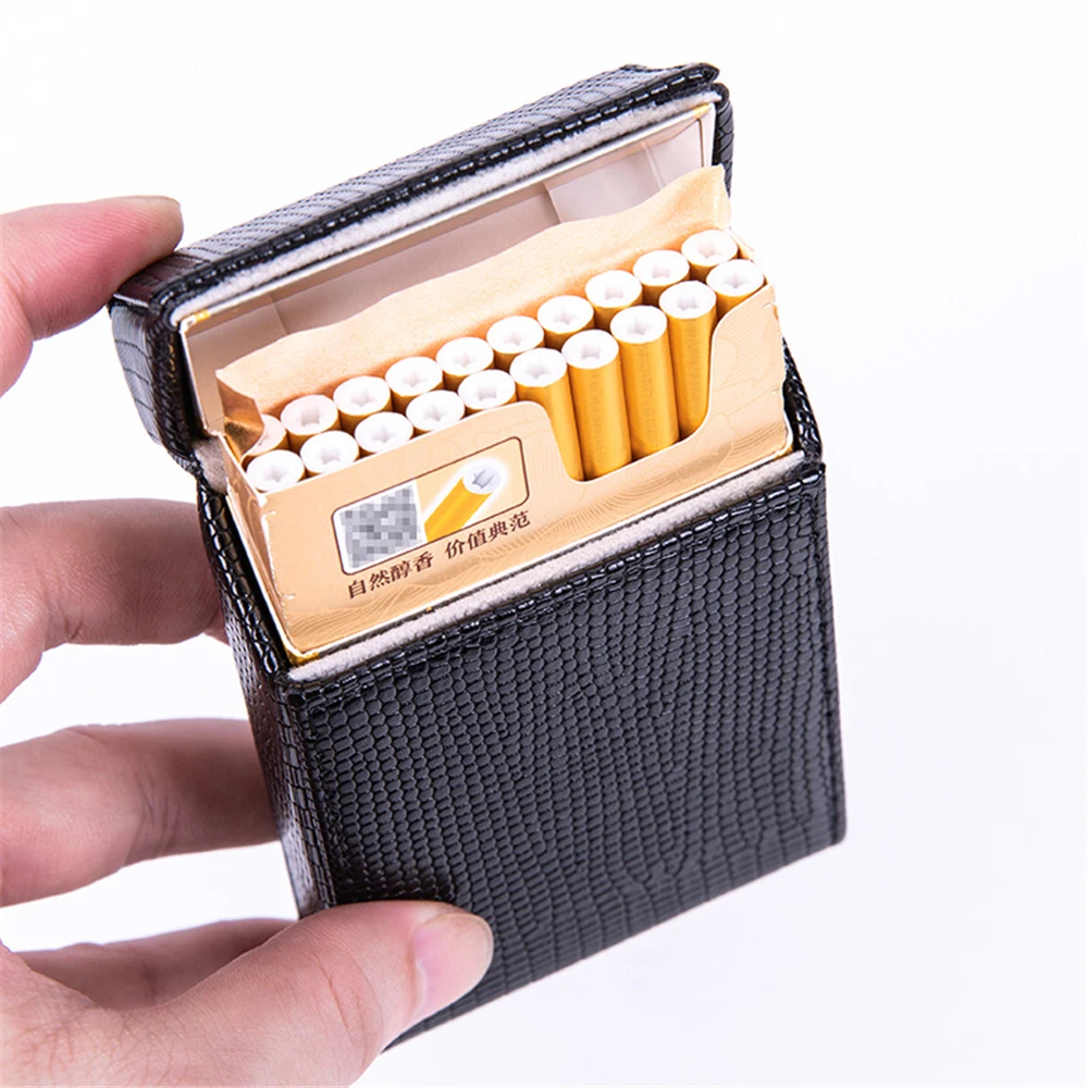 PU Leather Texture Cigar Case Fashion Portable Tobacco Holder Hold 20 Cigarettes Storage Box For Men Gift Cigarette Accessories