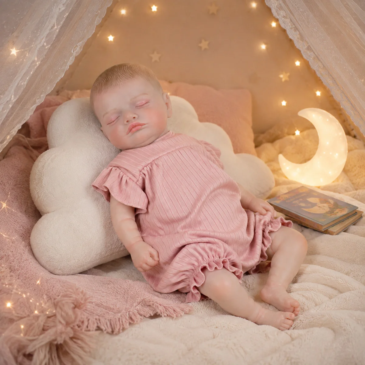 50CM Lifelike Reborn Baby Cute Kids Playmate Hand‑Finished Details Realistic Newborn Art Toy Exquisite Birthday Christmas Gift