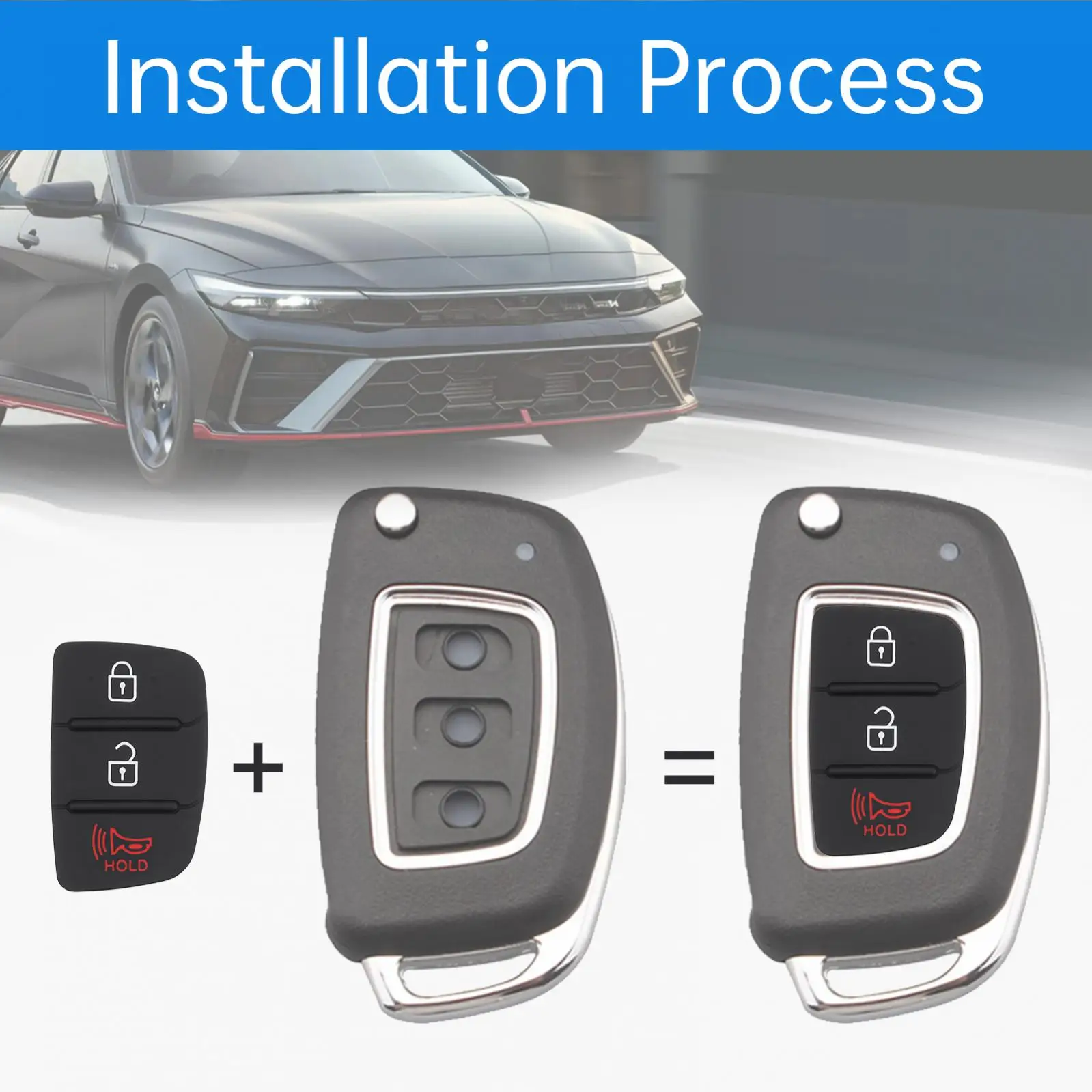 3 botões chave remota do carro fob caso capa apto para hyundai santa fe so nata sport 2013 - 2019 keyless entrada chave escudo inserção teclado