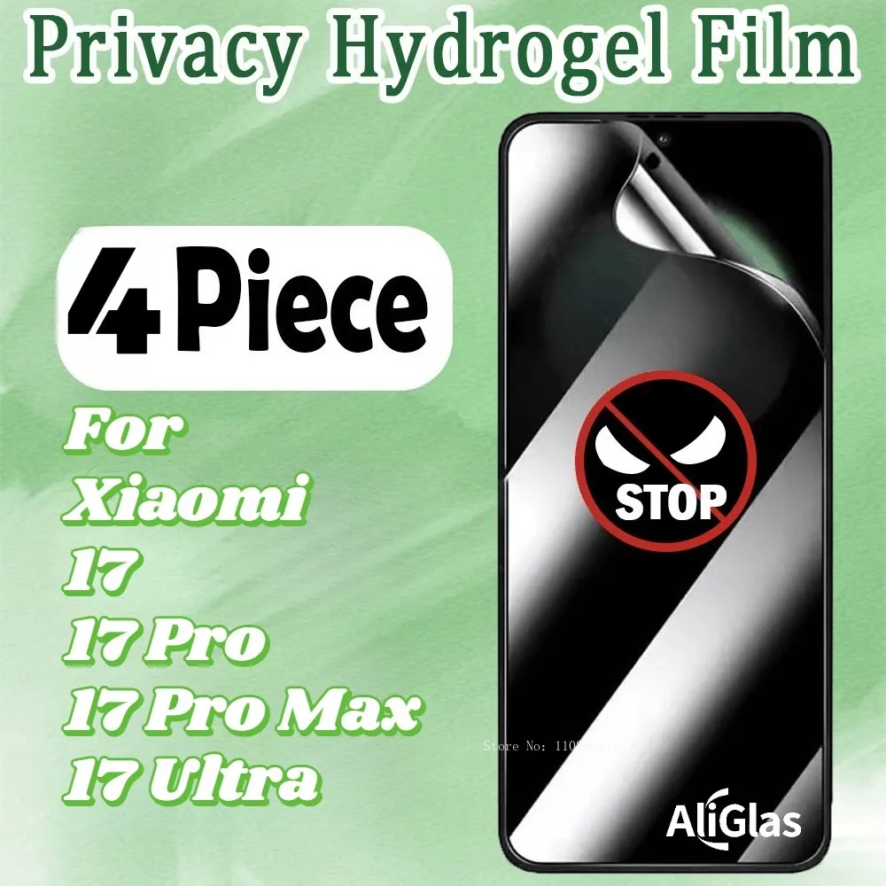 

4Pcs Anti-Spy Soft Film for Xiaomi 17 Pro Max Series Glossy Screen Protector For Xiaomi 17 Ultra 17 Series Privacy Hydrogel Film