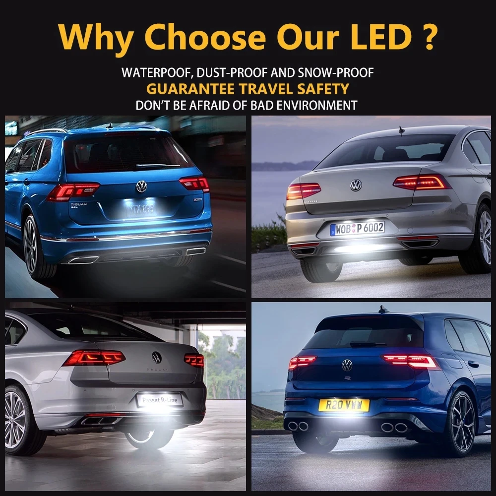 18SMD Car License Plate LED Lights Canbus For Volkswagen Atlas Transporter T6 Teramont T-CrossTouareg Tiguan Touran Golf GTI