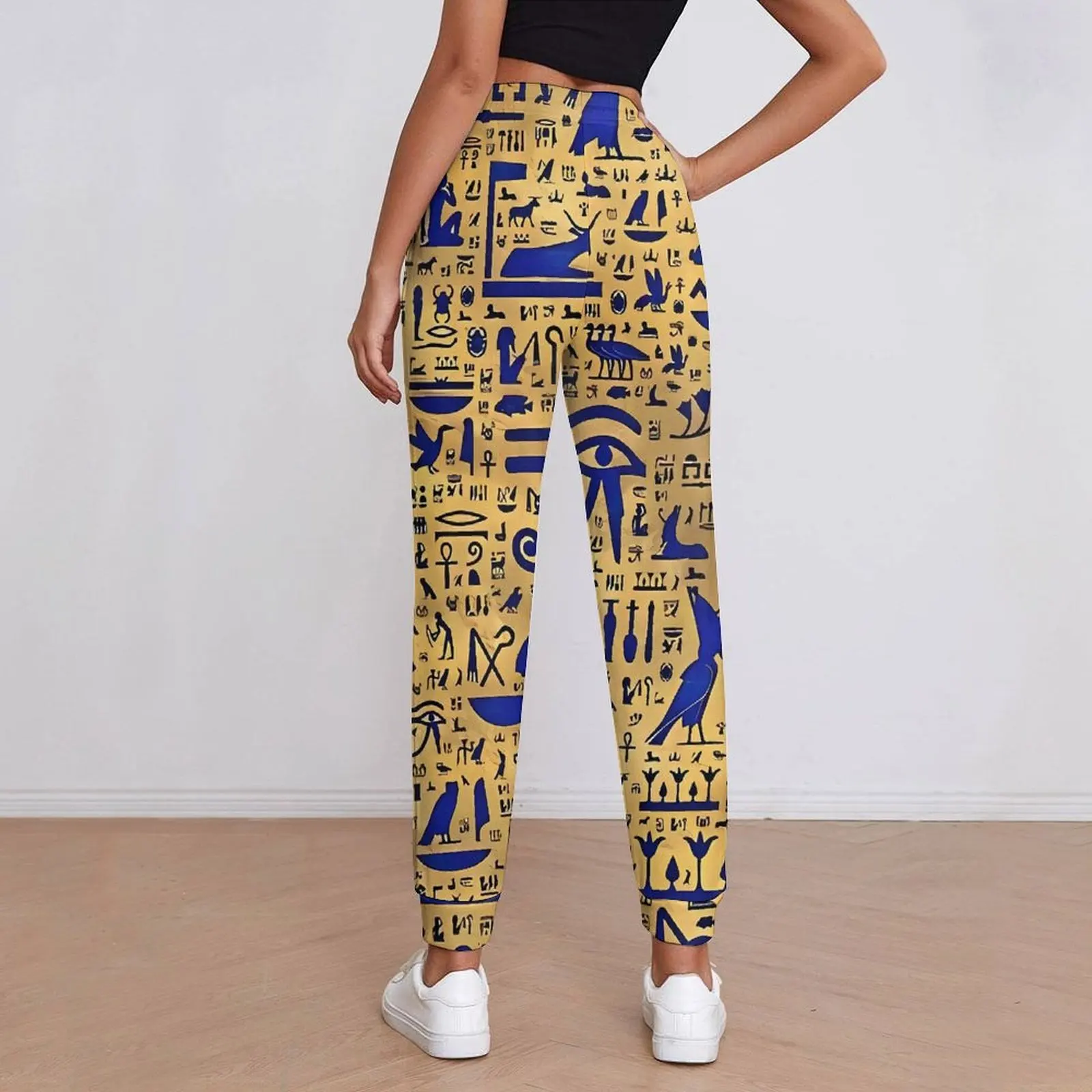 Ancient Egyptian Art Jogger Pants Lapis Lazuli and Gold Retro Oversize Sweatpants Spring Female Custom Harajuku Trousers