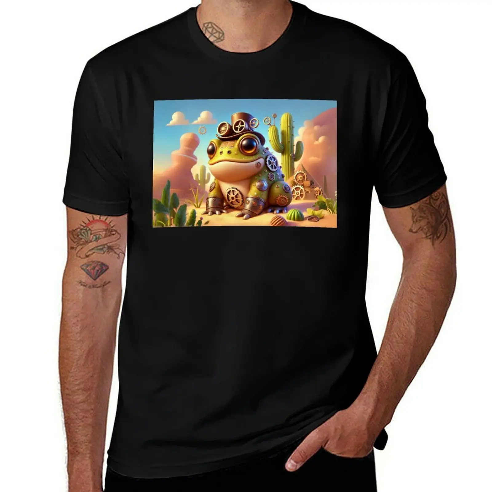 Steampunk Spadefoot Toad T-Shirt Basic Crew Neck Short Sleeve Top T-Shirt