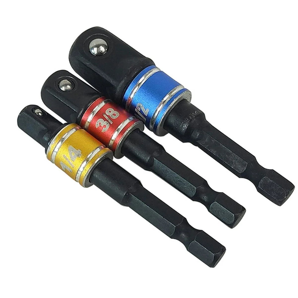 3Pcs Safety Socket Adapter Set Color Coded Hex Impact Drill Bit Extension Socket Adapter for Power Tools