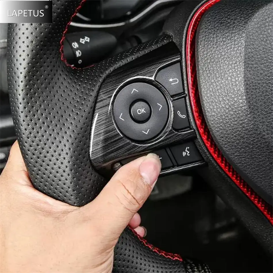 Black Brushed Steering Wheel / Water Cup Holder / AC Air Outlet Accessories Cover Trim For TOYOTA RAV4 RAV 4 XA50 2019 - 2024