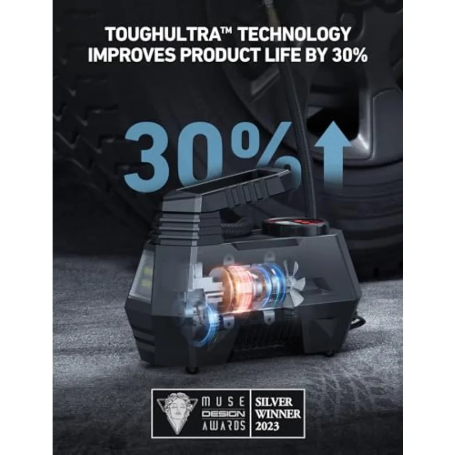 منفاخ إطارات ضاغط الهواء بطول 12 قدم مع سلك تمديد ولاعة السجائر لصيانة المركبات والاستخدام الخارجي عالي الضغط Ai