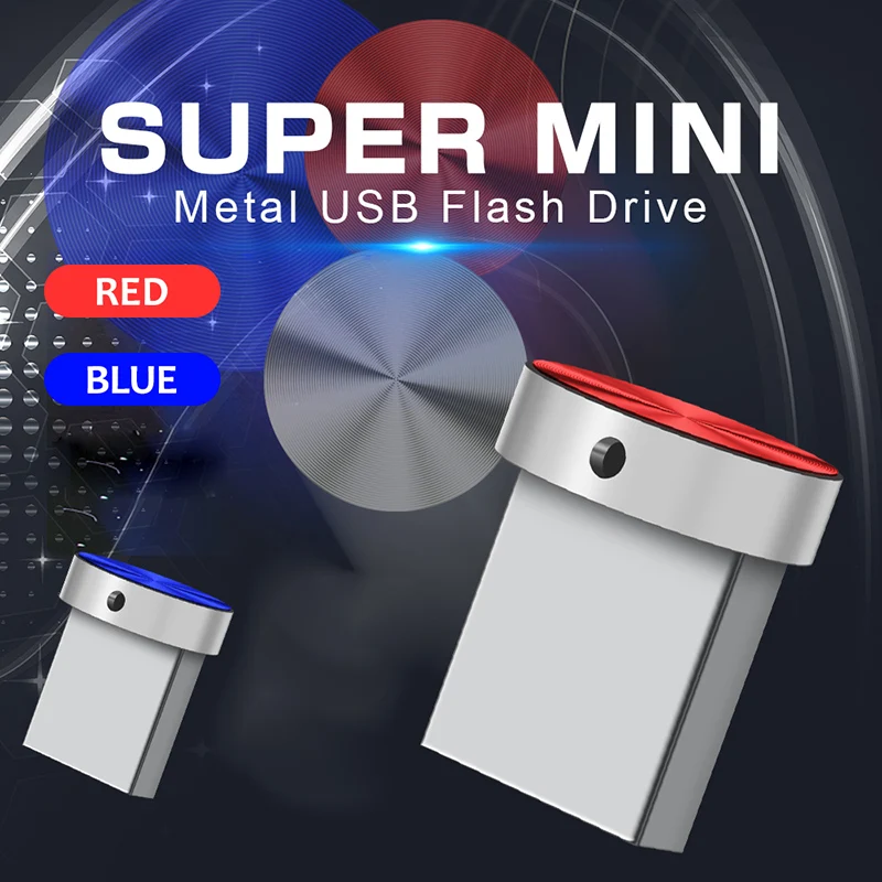 Super Slim Mini USB Flash Drive Pen 8GB 32GB 64GB 128GB Red Blue Color Micro Memory Sticks USB 2.0 Thumb Drive Pendrive