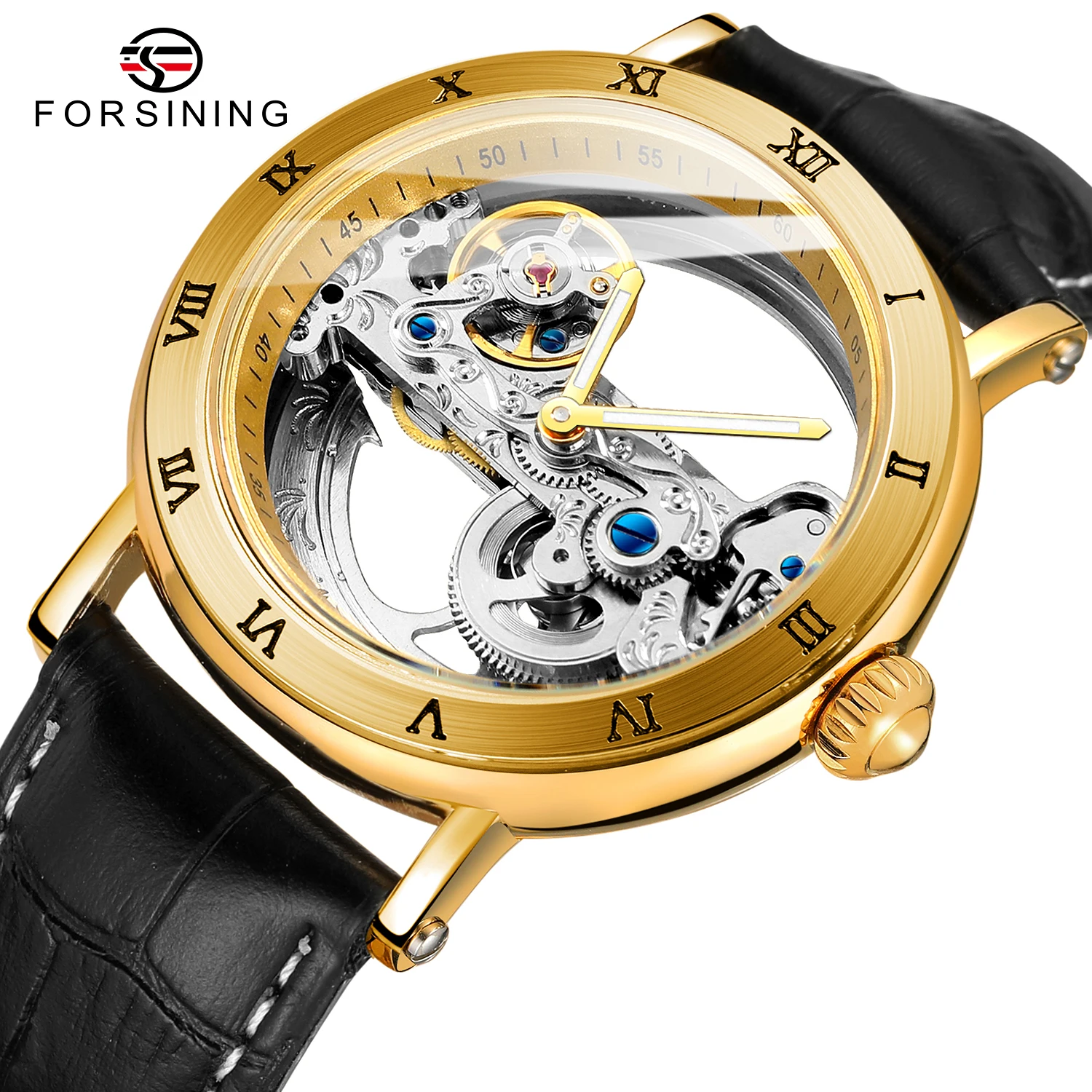 2024 Original Luxury Steel Skeleton Tourbillon Automatic Watches Men Leather Mechanical Waterproof Luminous Elegant Wrist Clock