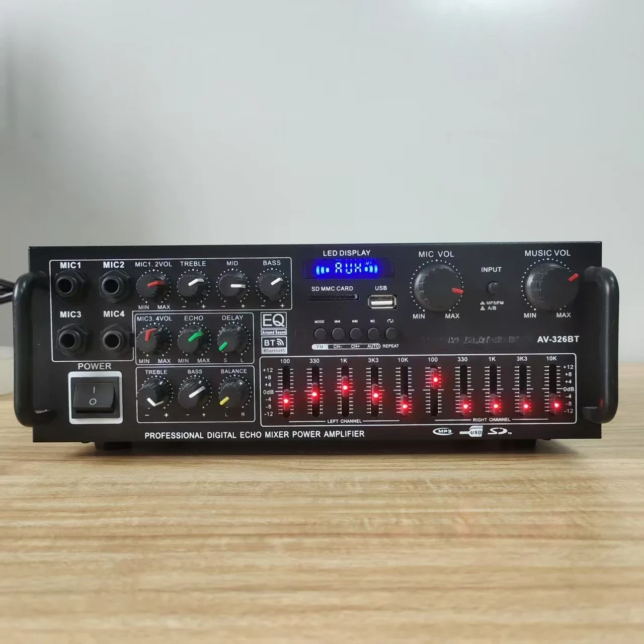 High-Power Household Power Amplifier, 12V/220V Dual-Use Bluetooth EQ Equalizer, Car Outdoor Karaoke Amplifier - view 5