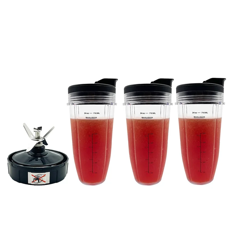 Cangkir Blender 24Oz dengan Tutup untuk Pengganti Ninja Auto IQ Pro BL480, BL482, BL642, BL682, BL450, BN401, BN751, BN801, Foodi SS351