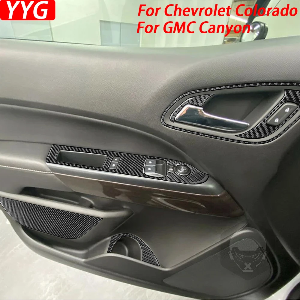 For Chevrolet Colorado For GMC Canyon 2015-2022 Carbon Fiber Inner Door Panel Set Trim Cover Car Interior Accessories Sticker