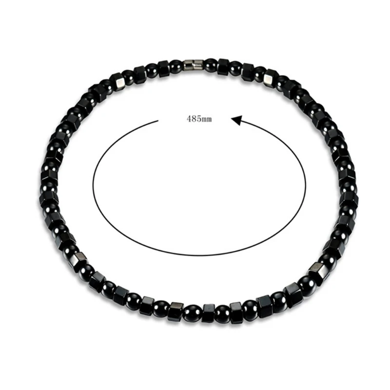 Exquisite Black Hematite Necklace Healing Magnetic Therapy Necklace Jewelry Gift Pain Relief for Neck Arthritis Shoulder