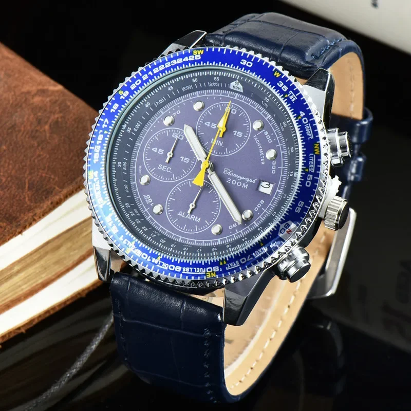 ​2025 New Men's Business Watch Quartz 6-Hand All Functions Leather Strap Waterproof Luminous Calendar​ Luxury Brand AAA+ Watch