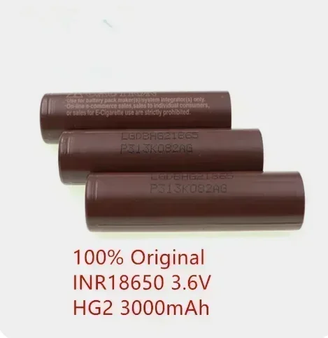 18650 bateria de lítio HG2 3000mAh bateria recarregável de alta potência descarga de alta potência 20A alta corrente