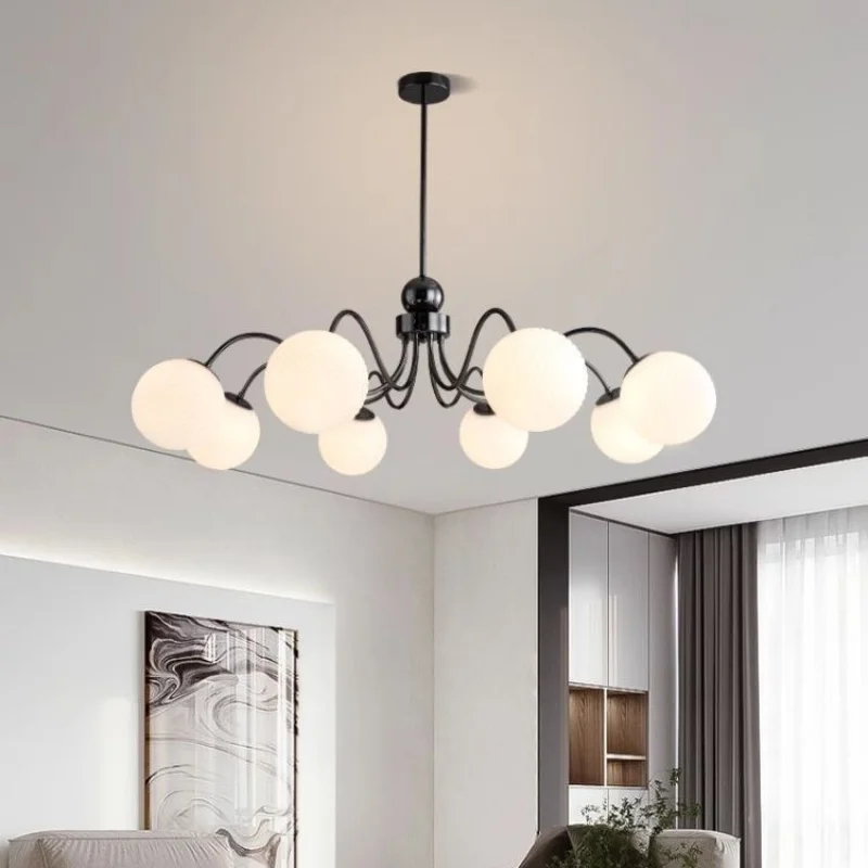 

Retro minimalist glass chandelier French restaurant bedroom living room dining table bar counter pendant lamp indoor lighting