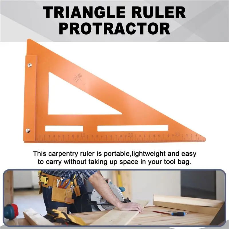 ABMO Righello triangolare multiuso con scivolo di posizionamento Strumento di marcatura di misurazione universale per falegnami, misurazione del layout