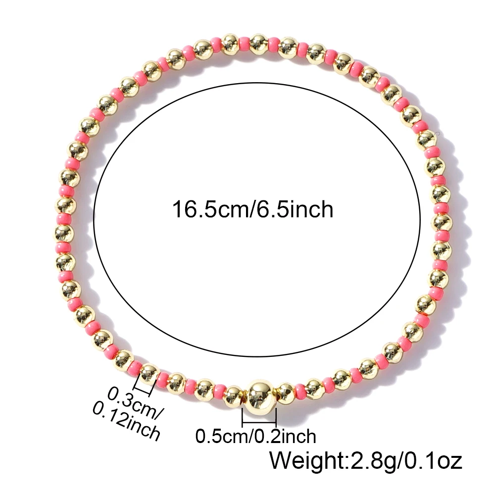 1pc New Arrival Colorful Glass Beads & 18K Gold Plated Copper Boho Fashion Bracelets Jewelry As Summer Luck Gifts For Women