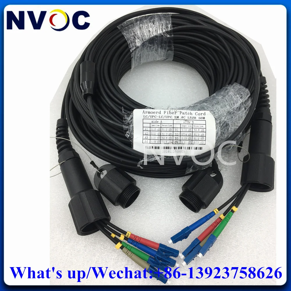 

4C 150/200M Outdoor PDLC Fiber Patch Cord,Armored PCLC/UPC 4Core Single Mode 4Strands SMF FTTA 4Fiber LSZH/TPU Fiber Optic Cable