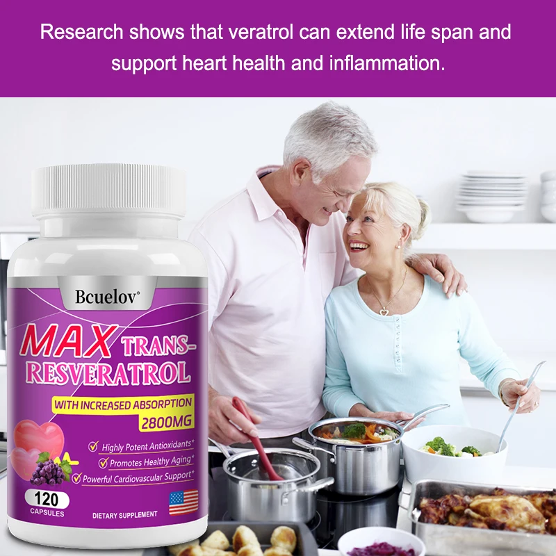 Bcuelov Resveratrol Supplement - Natural Antioxidant That Supports Cardiovascular, Liver and Overall Health