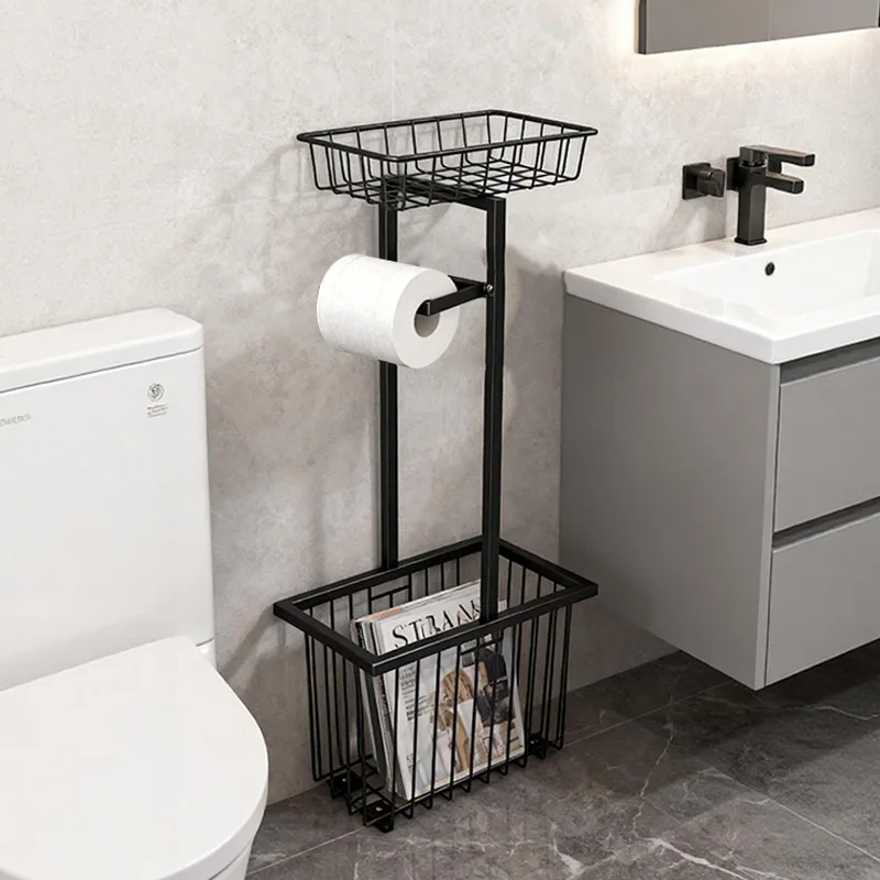 Full metal assembly, bathroom storage rack, toilet rack, tissue holder, storage basket, waterproof.