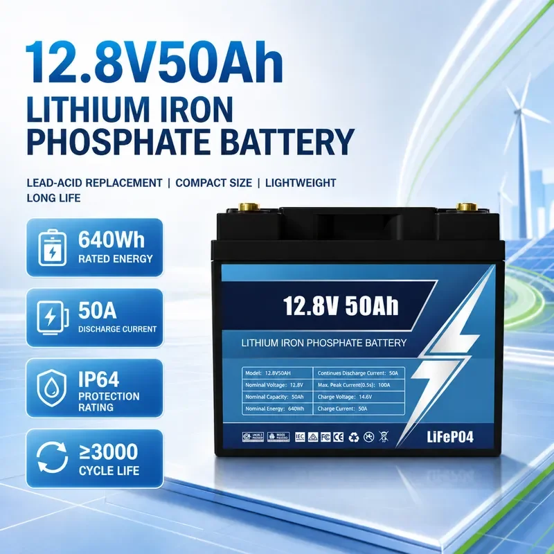 12V 24V 50Ah Lithium Iron Phosphate Battery for Solar RV Photovoltaic Power Generation Energy Storage Lead to Lithium RV