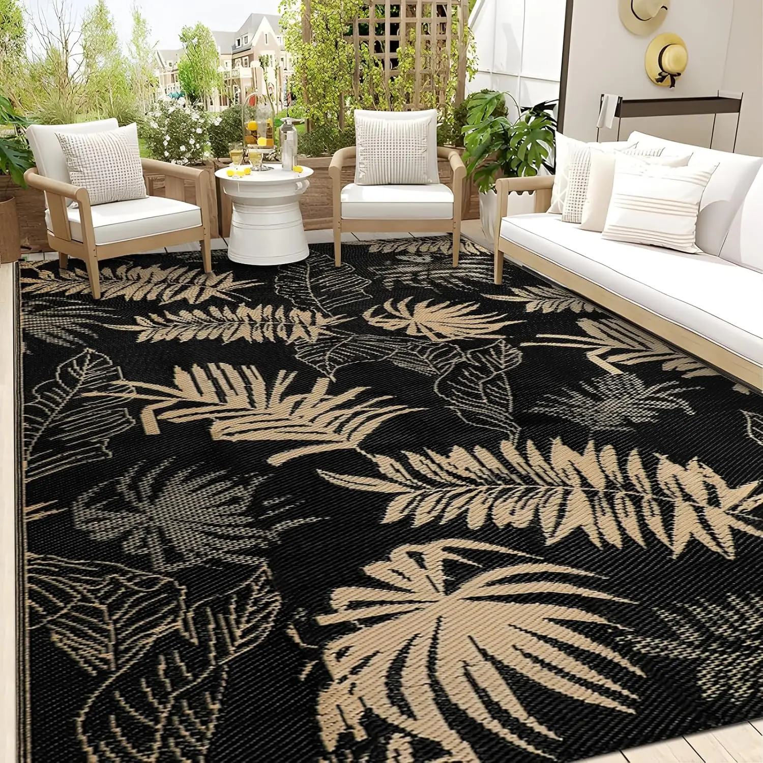 

Outdoor Rug Waterproof 6x9 ft, Reversible Outdoor Plastic Straw Rug, Large Outdoor Carpet Patio Rug for RV Camping, Indoor Ou