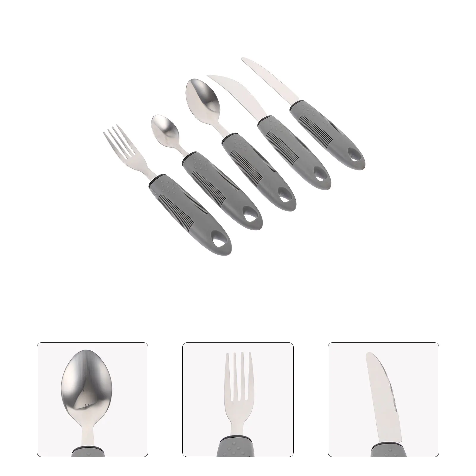 

1 Set Portable Adaptive Tableware Kitprofessional Elderly Utensils Wide Handles Arthritis Easy Grip Silverware Fork