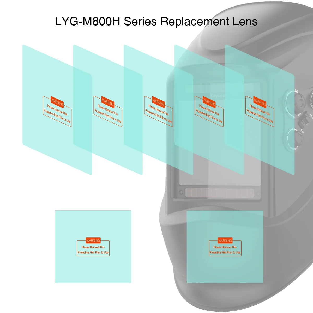 Obiettivo del casco per saldatura KeyGree 5 pezzi sostituzione esterna dello schermo di visualizzazione di grandi dimensioni e obiettivo di ricambio interno 2 pezzi per la serie LYG-M800H