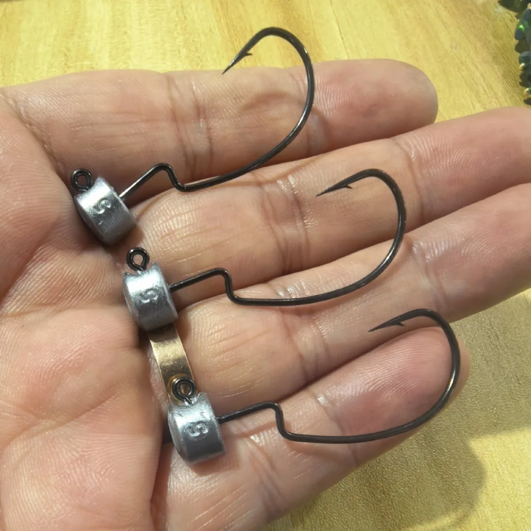 NED Jigkopfhaken, Crank-Wurm-Haken, Kunstköder, Black Pit Wild Fish Bass Mandarin Angelhaken, 5er-Pack, SALE – Detail 3