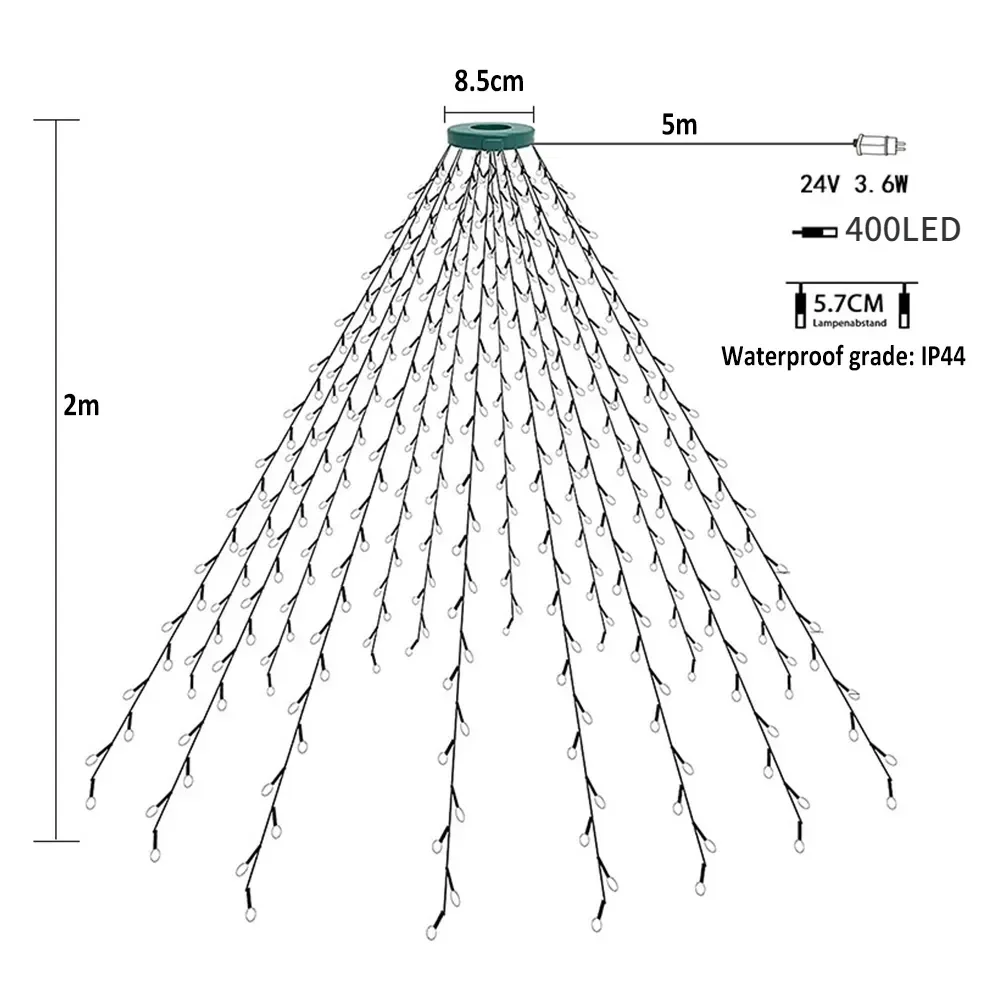 400 LEDs Weihnachtsbaum Lichterkette EU/US-Stecker Urlaub Fee Wasserfall Girlande Lichter für Hochzeit Neujahr Ostern Home Party