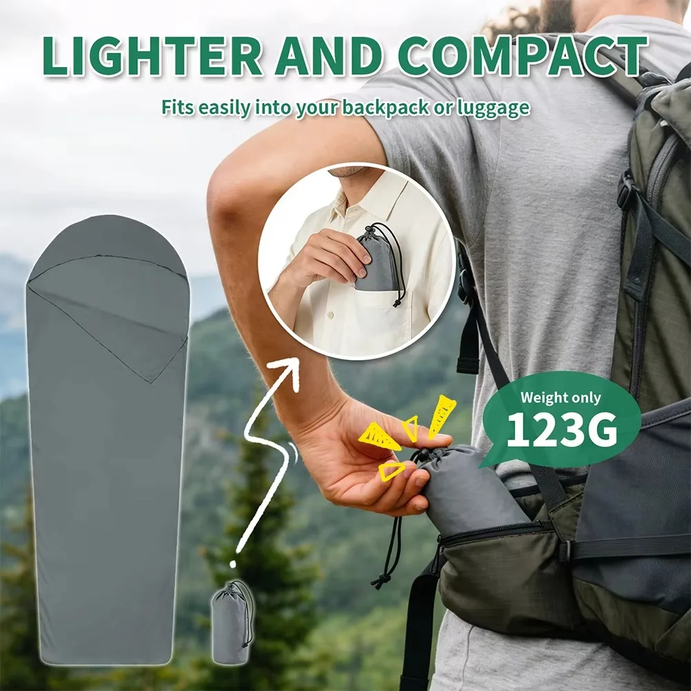 Sleeping Bag Liner Ultralight Portable Mummy Hiking Sleeping Bag Liner Single Travel Hotel Camping Sleeping Bag Liner gallery 3