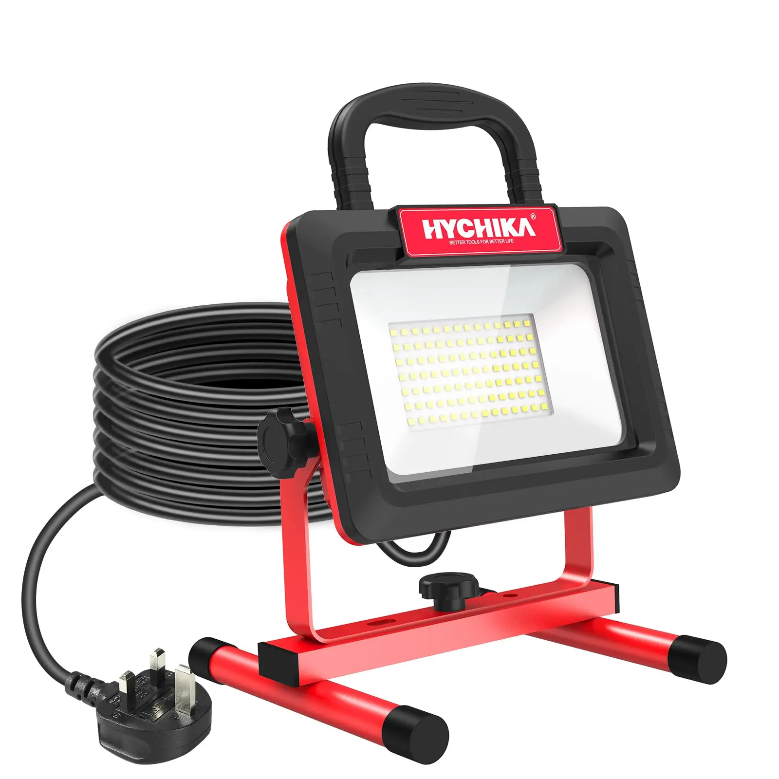 HYCHIKA 100W lampa robocza IP65 wodoodporna 12000 lm przenośna 2m przewód zasilający LED reflektor budowlany narzędzia zewnętrzne