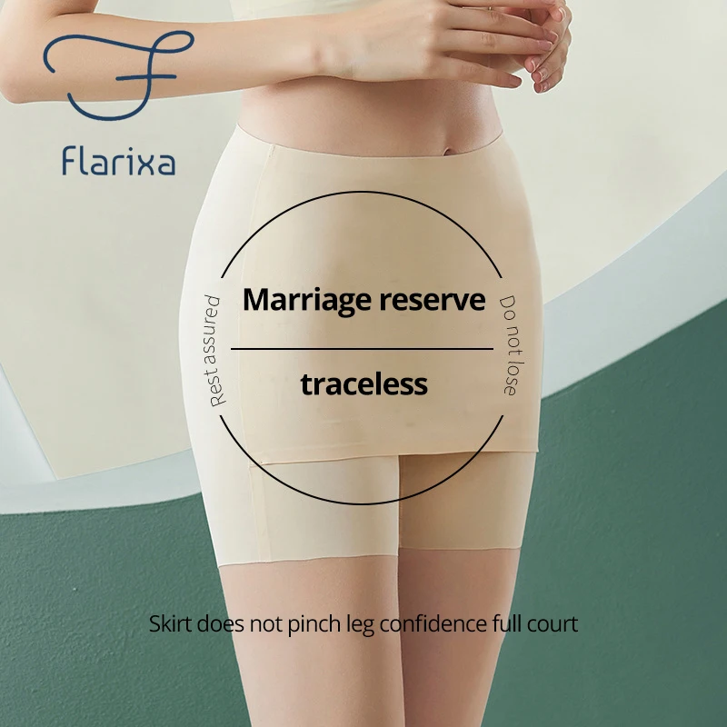 Flarixa pantalones cortos de cintura alta de doble capa para mujer, ropa de seguridad sin costuras, ajustados, de seda de hielo, para verano