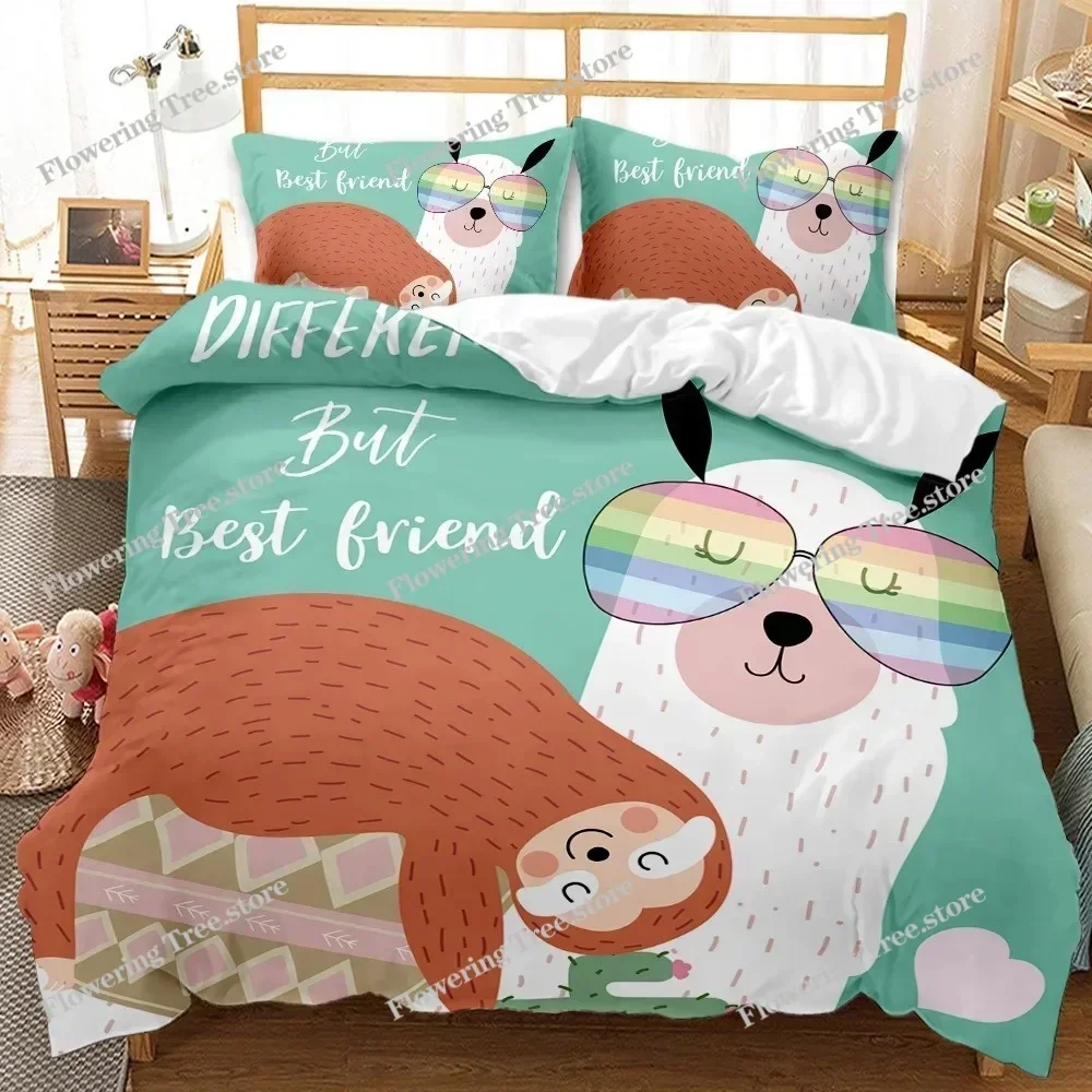 Animal Llama Cute Alpacas Bedding Set Boys Girls Twin Queen Size Duvet Cover Pillowcase Bed Kids Adult Home Textileextile029592F