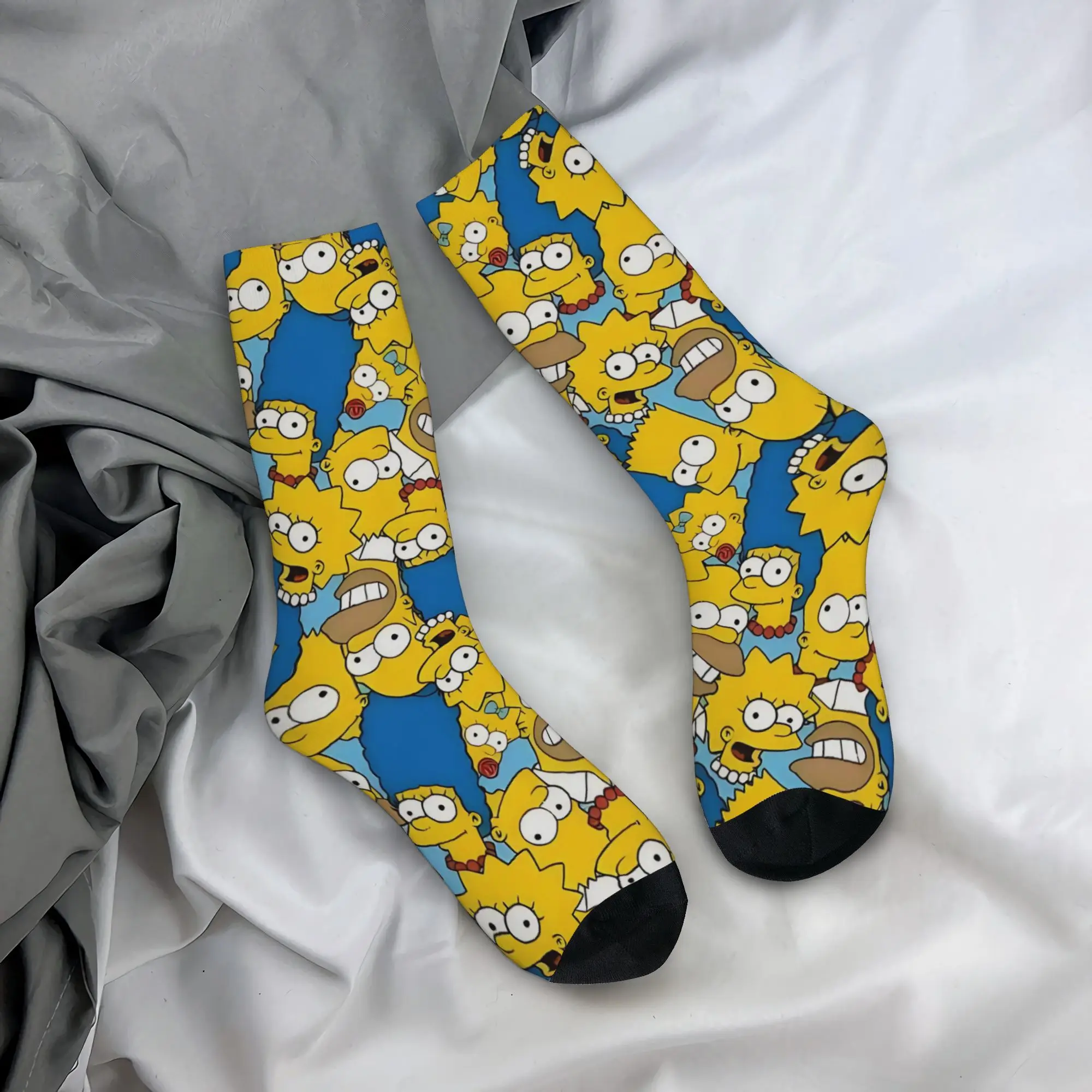 Winter Warm Casual Men's Women's Cartoon S-Simpsons Socks  Breathable Basketball Socks