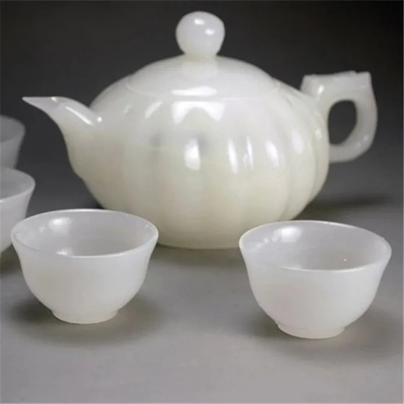 

Wholesale Natural Afghanistan White Jade Wine Set Teapot Suit Kung Fu Jade Tea Cup Wine Cup Gift Jade Jade Tea Set