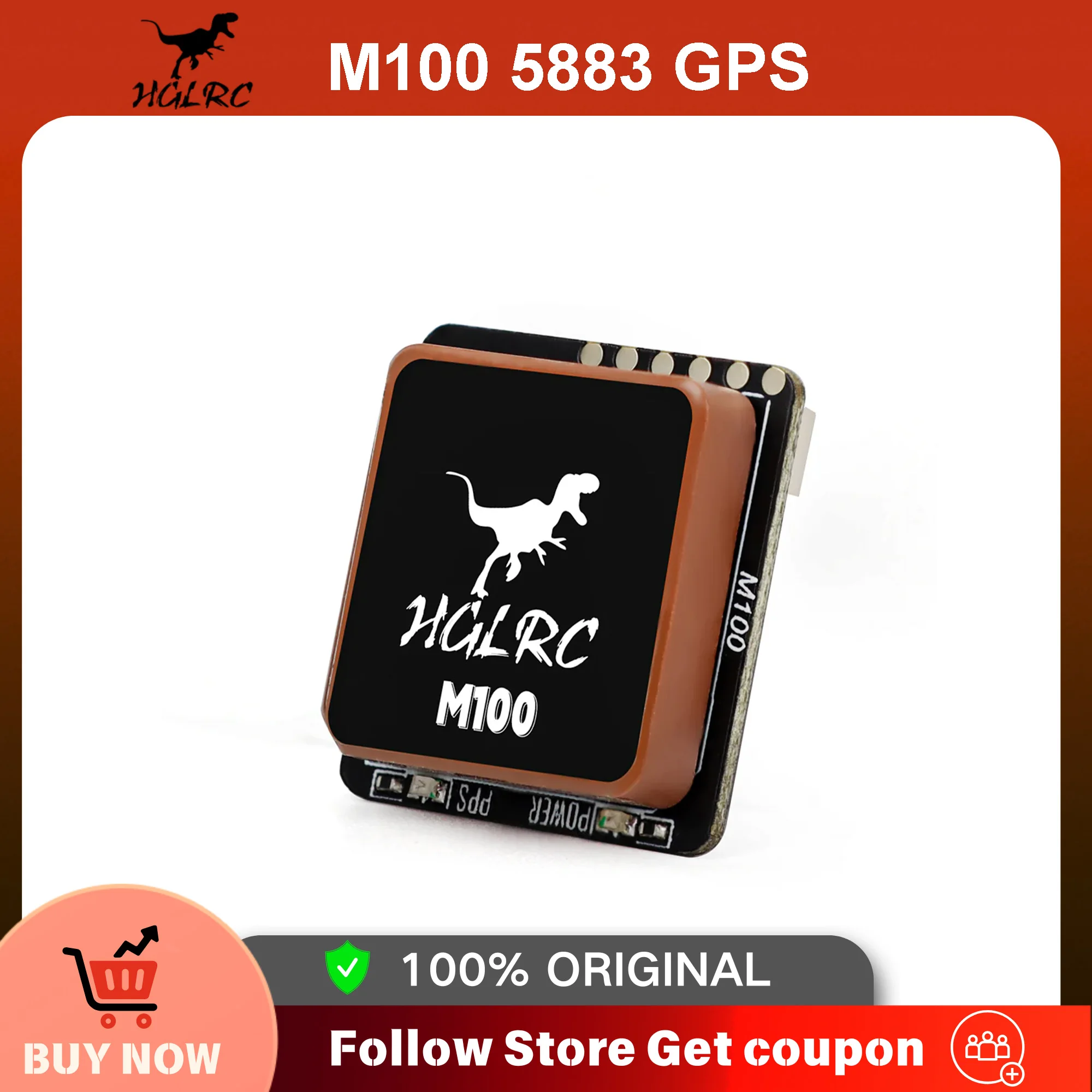 HGLRC M100 5883 M10 GPS Module with Compass Ceramic Antenna on-board LED Indicators 21x21mm for RC Airplane FPV Long Range Drone