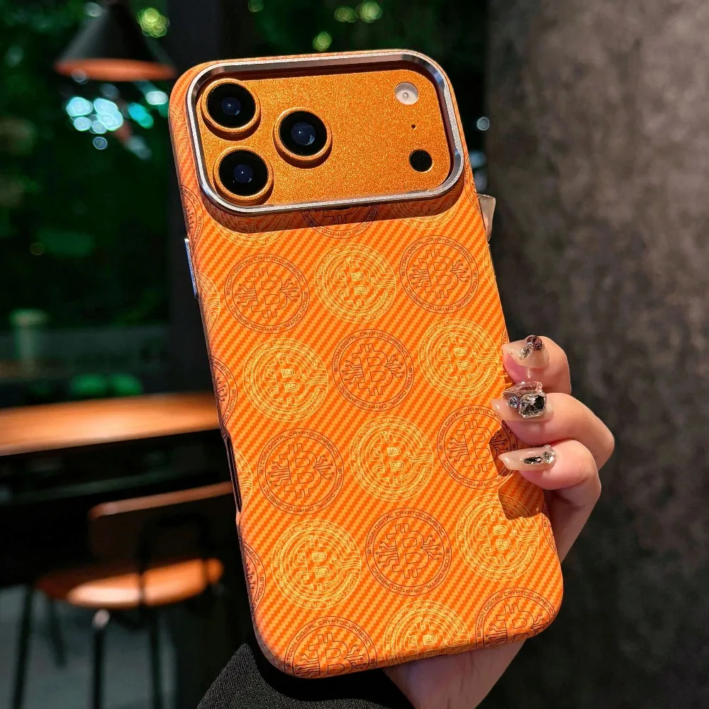 Luxury Carbon Fiber Texture Magnetic Case for IPhone 18 17 16 15 Pro Max for Magsafe Wireless Charger Metal Lens Protect Cover - view 5