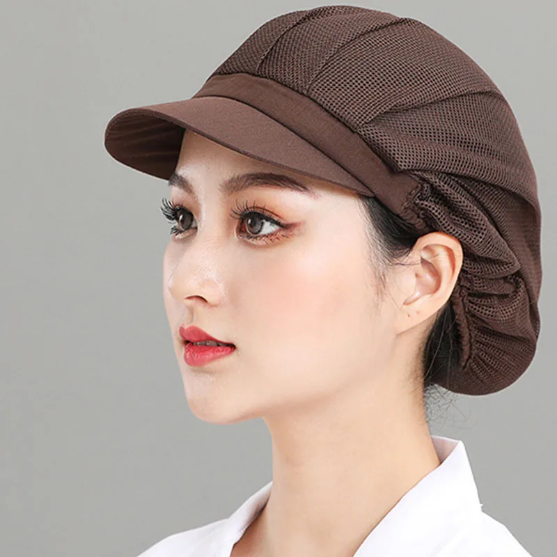 Gorro elástico transpirable para fábricas de alimentos, gorro de trabajo para Bar, restaurante, cocina, cafetería, panadería, camarero, Chef, para taller