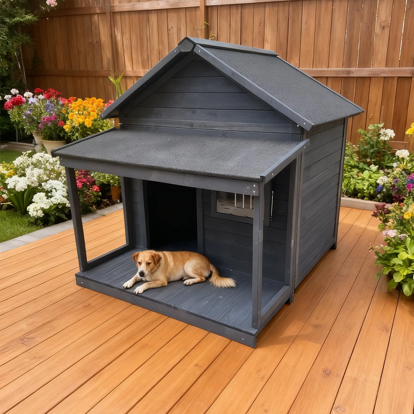 Outdoor Dog House Dog Cage All Seasons Wooden Kennel Outdoor Rainproof Dog House Warm Medium and Large Kennel