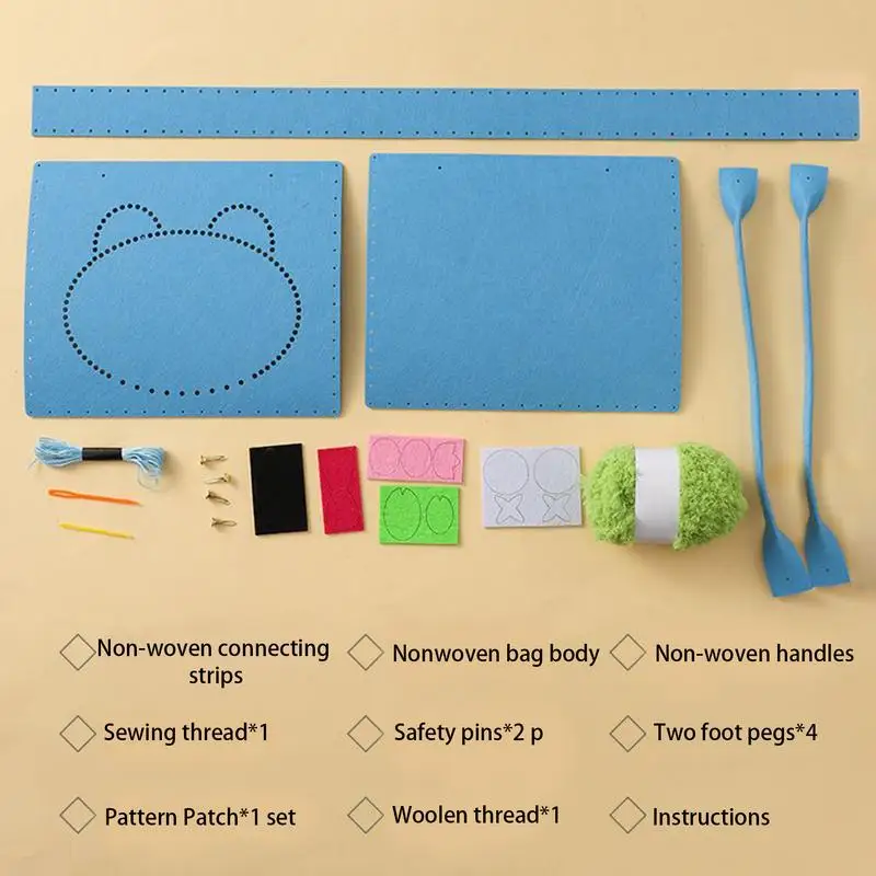 Torebki zestaw do szycia dla dzieci ręcznie robiona torba filcowa akcesoria do robienia śliczne szycie zwierząt zestaw do majsterkowania Montessori zabawki edukacyjne