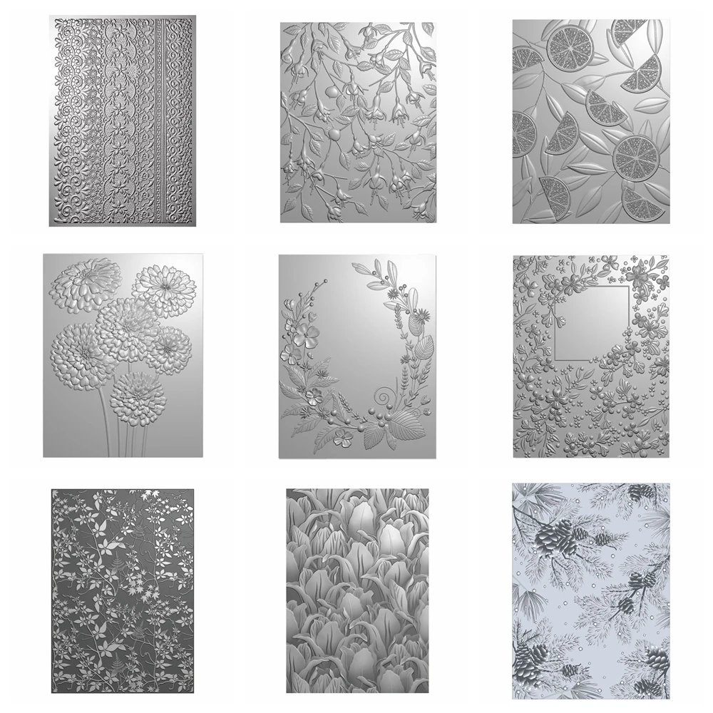 Cytryna fuksja kaskada 3D tłoczenie Folder liściasty ogród tło wzory szablony dla DIY Scrapbooking tworzenie kartek