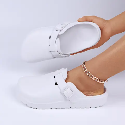 Women's Solid Color EVA Slip-On Clogs with Adjustable Straps for Indoor and Outdoor Casual Wear