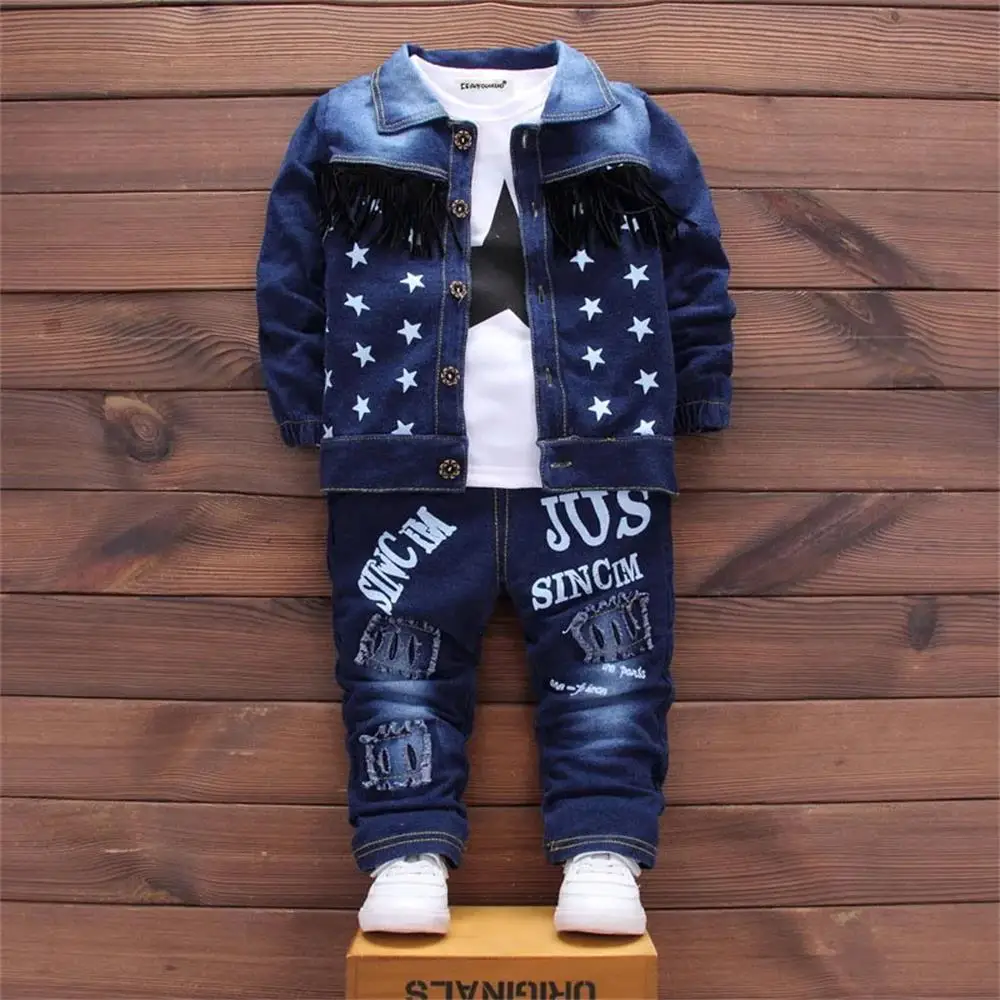 

Fashion Spring Autumn Toddler Boys Sports Suits Children Casual Clothes Sets Denim Clothing for Kids Boys Clothes