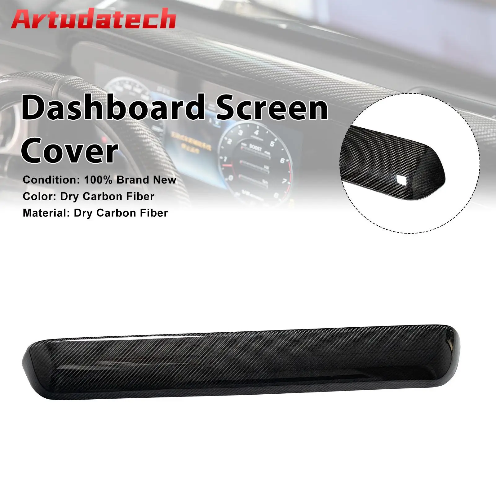 Artudatech Carbon Fiber Dashboard Screen Cover Trim Fit for Mercedes Benz W464 W465 2019 2020 2021 2022 2023 2024 2025 2026