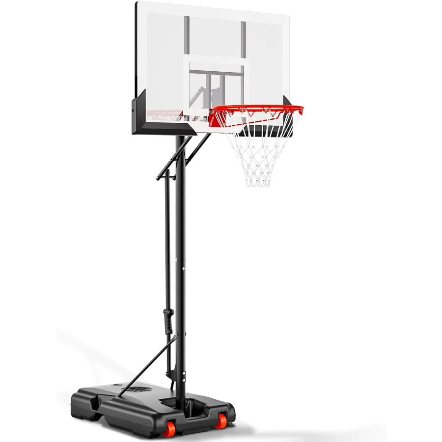 Outdoor 44 Inch Shatterproof Backboard Basketball Hoop with 4.8-10ft Height Adjustable Portable Goal System Ideal for Backyard