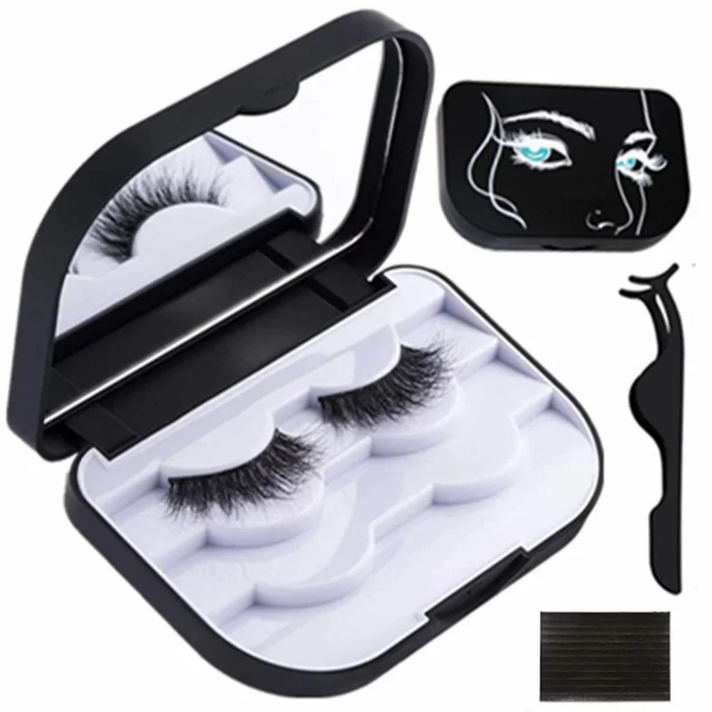 

False Eyelash Organizer Lash Container Empty Cosmetic Case Magnetic Eyelashes Storage Box With Mirror, Eyelas