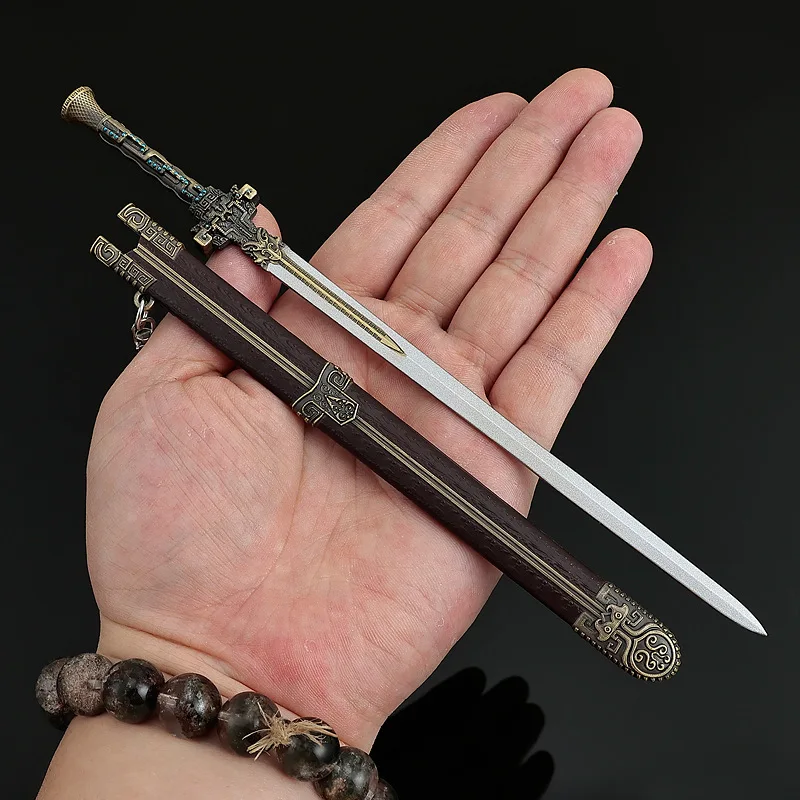Periféricos de película FEUD de 22cm, espada Bai Jiu Si Qiyue totalmente de Metal con vaina, modelo de cuchillo, espada de juguete, colección de adornos artesanales Katana