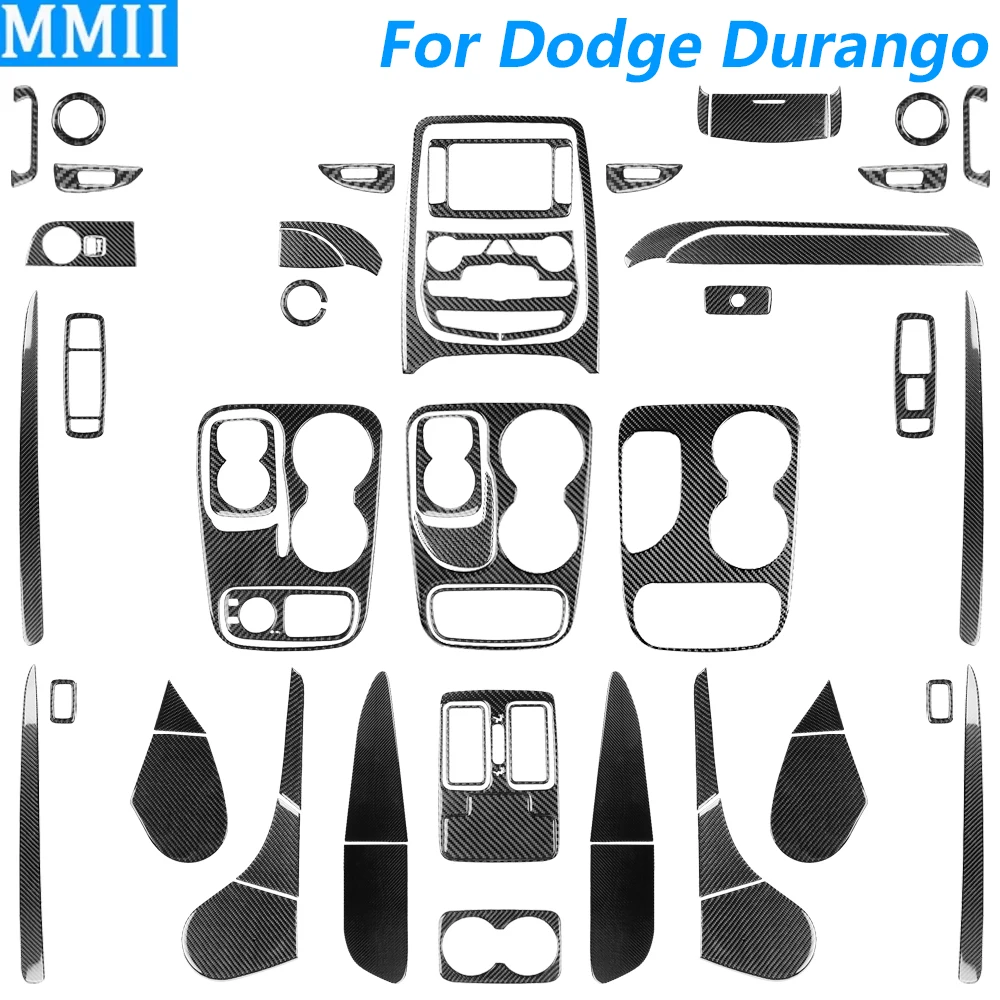 

For Dodge Durango 2011-2020 Carbon Fiber Center Console Gear Shift Air Outlet AC Window Lift Trim Set Car Accessories Sticker